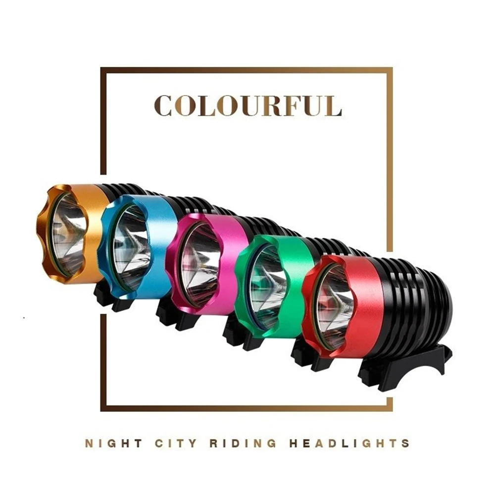 T6 LED Bike Front Light Head MTB Bicycle Headlight Handlebar Bike Spotlight DC/USB Power Supply Port Cycling Riding Accessories