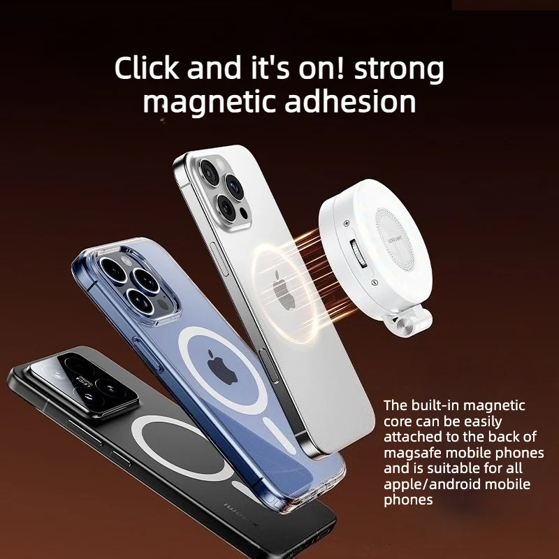 LED MagSafe Magnetic Selfie Fill Light Foldable Flip Phone Bracket for Apple Android Travel Vlog Video Photography Live Stream