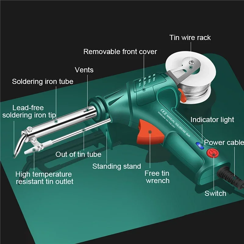 Imagem -02 - Pistola de Solda com Aquecimento Externo 60w com Suporte Envio Automático Ferramenta de Reparo de Soldagem Soldador de Ferro Portátil 220v 110v