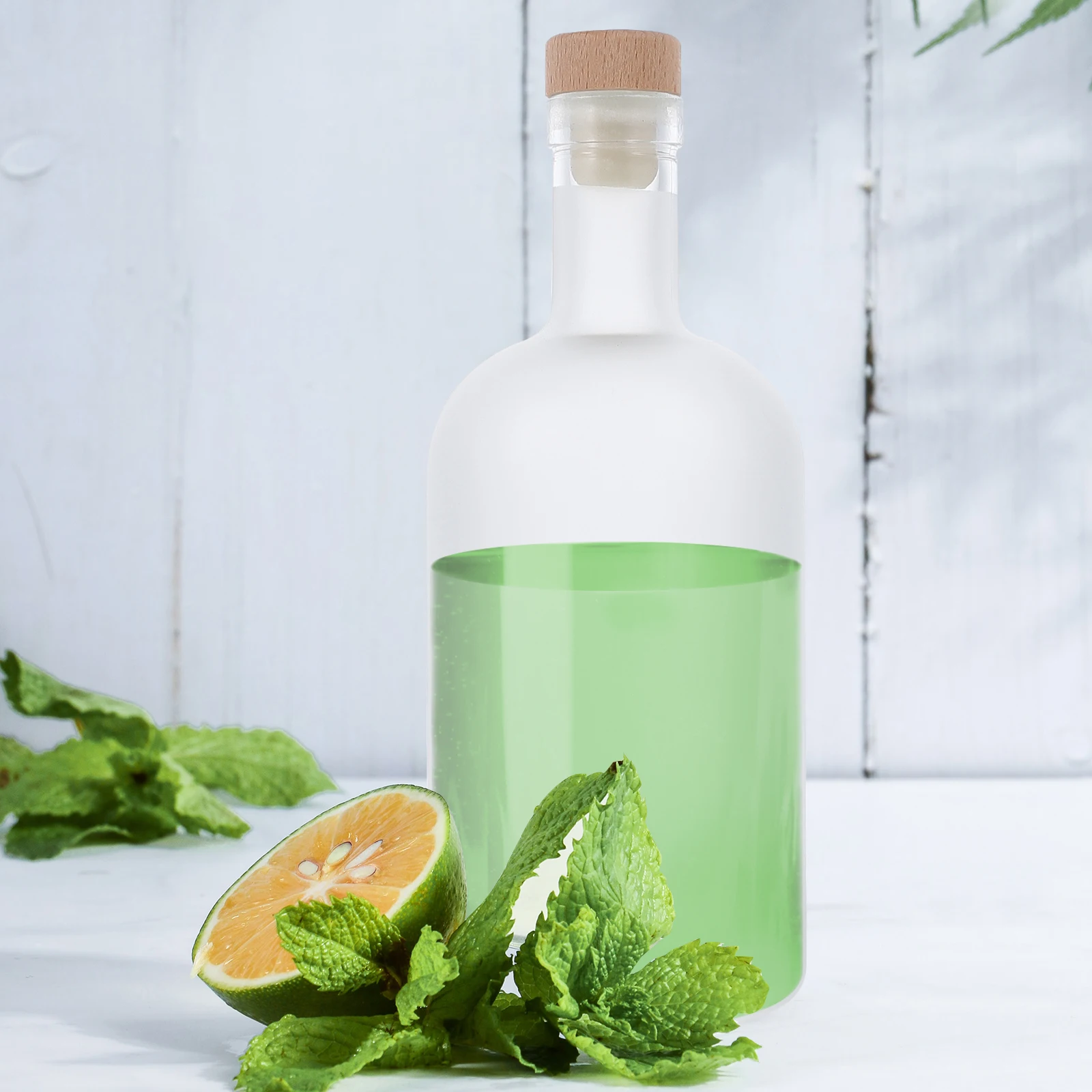 

2Pcs Fruit Frosted Thick Glass Airtight DIY Frosted Cider Lemonade Refillable Home Party Kitchen Bar Use