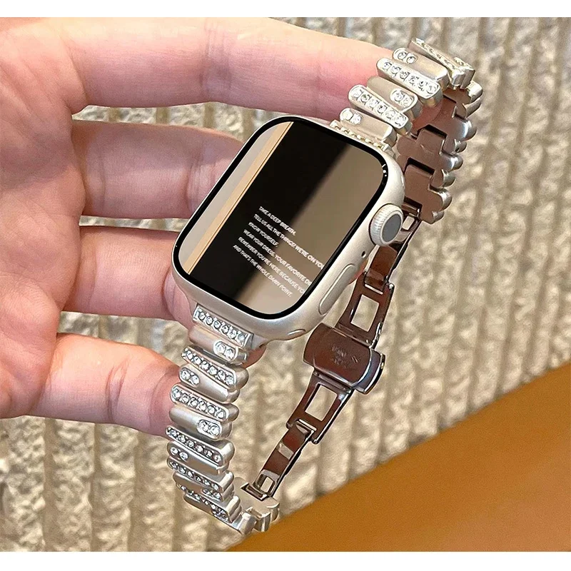 

Luxury Slim Irregular Band For Apple Watch Strap 8 49 9 7 SE 6 Women Diamonds Metal Wrist Bracelet For iWatch 45 42 44 40 41 38