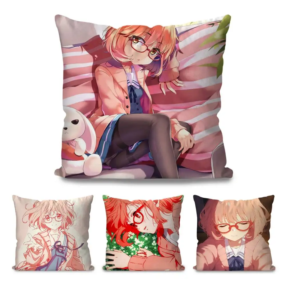 Kuriyama Mirai Animation Kyoukai No Kanata Pillow Case Fashion Square Pillowcase Bedroom Sofa Room Ins Decoration Leisure