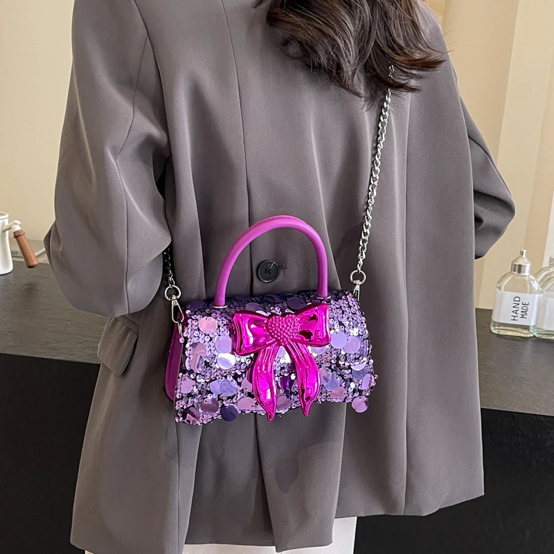 Small Sequin Shoulder Bags for Women 2024 Y2K Party Designer Korean Fashion Chain Handbags and Purses Trend Crossbody Bag