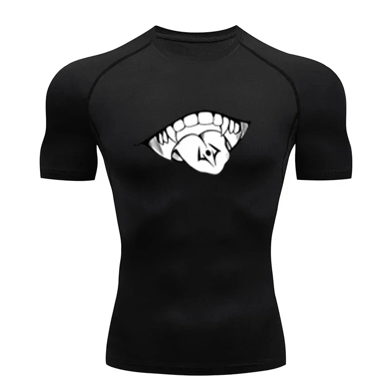 Workout Fitness Athletic T-Shirt Men\'s Compression Shirt Anime Jujutsu Kaisen Tight Gym TShirts Fitness Elasticity Tops Tee