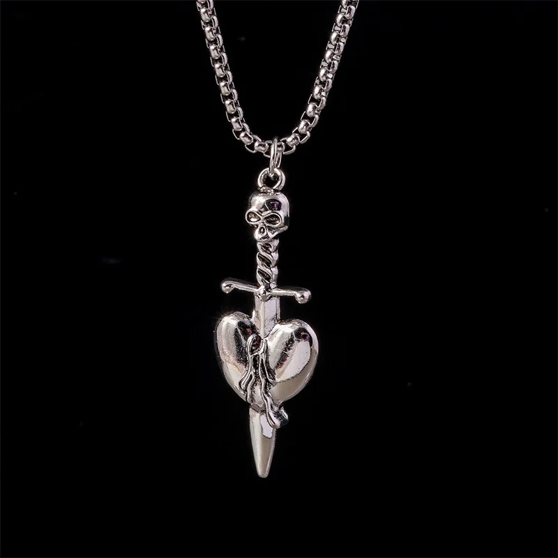 Aihua Steampunk Pfirsichherz-Anhänger Halskette für Damen und Herren, Einfache Popcorn-Kette Herz-Halskette, Modische Schmuck-Accessoires – Detail 6