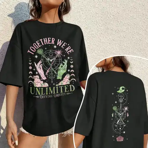 Imagen 1 del producto Wicked Together We're Unlimited Camisetas cómodas Defy Gravity Broomstick Magic Wand Tee Wizard Movie Fan Tee Y2K Top Streetwear