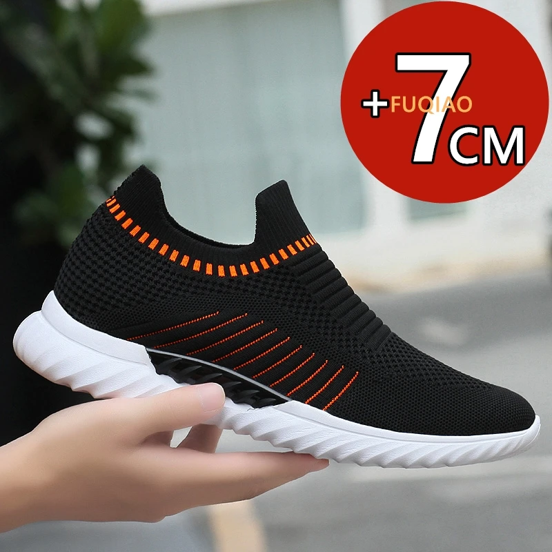 Casual Lift Sneakers Men Elevator Shoes Height Increase Insoles 7cm Mesh Shoes Breathable Loafers for Man Women Plus Size 36-43