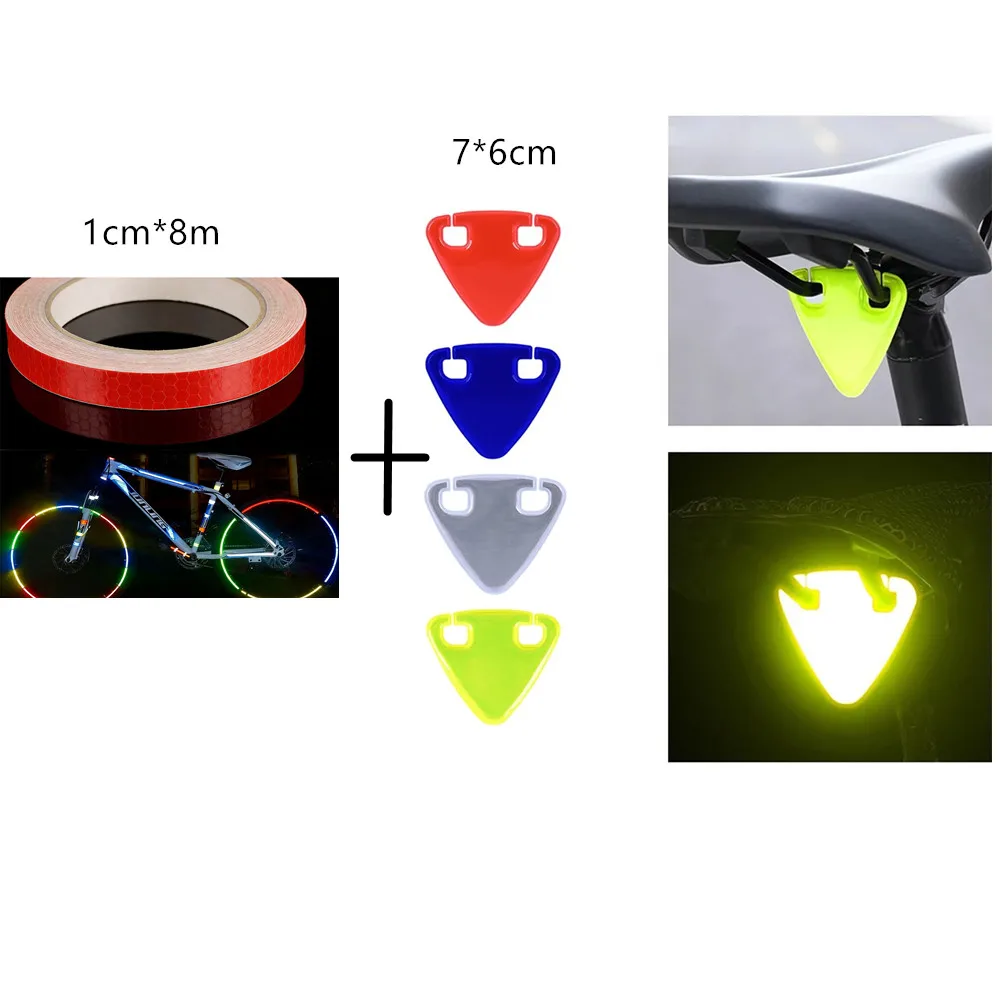 

2 шт. сверхлегких светоотражающих треугольников из ТПУ и 1 шт. светоотражающая полоса из ПВХ, яркий велосипедный отражатель для шлема, мотоцикла, скутера