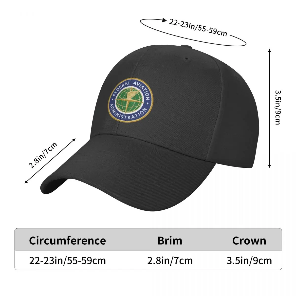 FEDERAL AVIATION ADMINISTRATION FAA SEAL Baseball Cap Golf funny hat Hat Ladies Men's