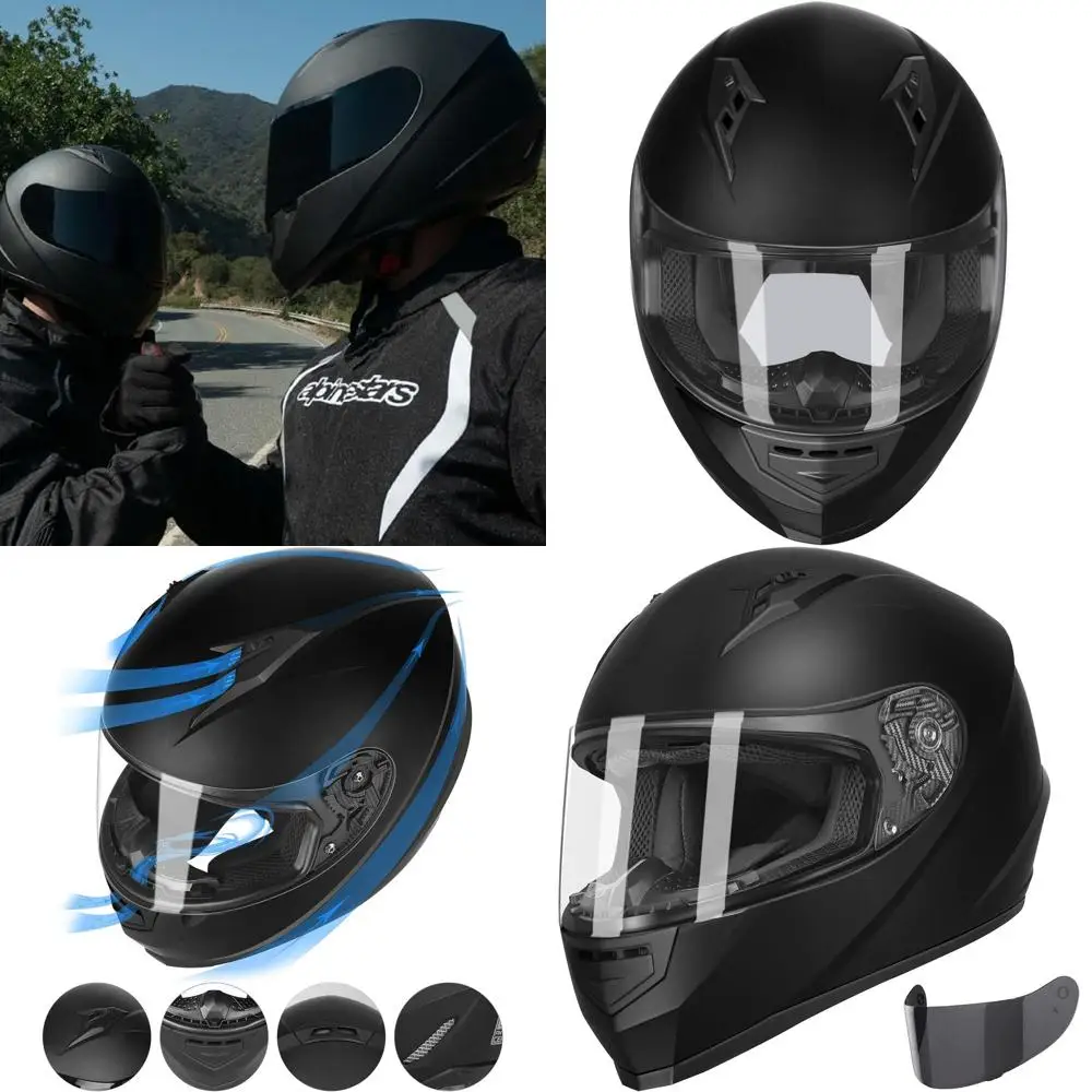 

Compact Full Face Motorcycle Helmet - Matte Black, Medium Size, Tinted Visor, DOT Certified