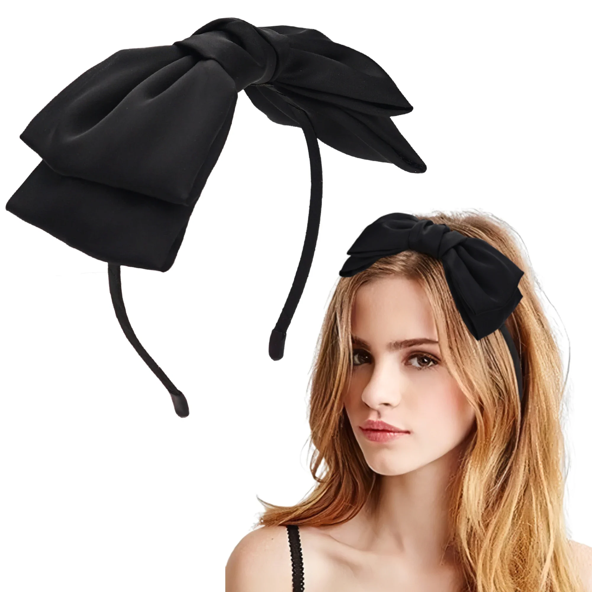 8Inch Big Bow Hair Bands Women Elegant Velvet Headbands Headwear Girls Satin Solid Color Bowknot Hairband hair Accessories