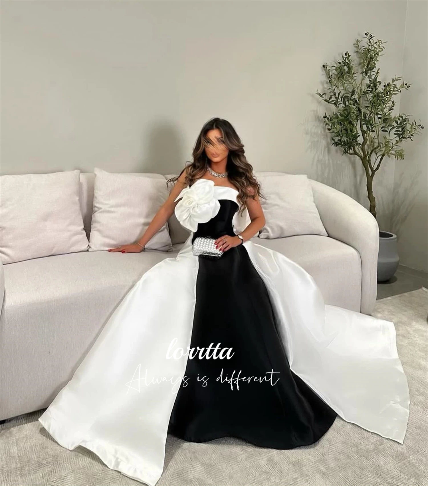 Lorrtta Party Dress Flower Decoration Luxurious Evening Satin Formal Dresses Woman Robes De Cocktail Robe Soiree Gala Customized