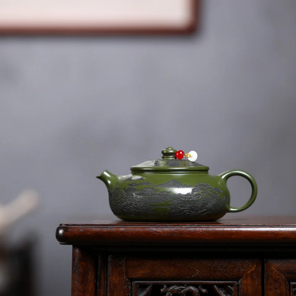 

Traditional Yixing Purple Clay Teapot Handcrafted Featuring Floral And Bird Patterns Chinese Purple Clay Tea Ware 300ml Capacity