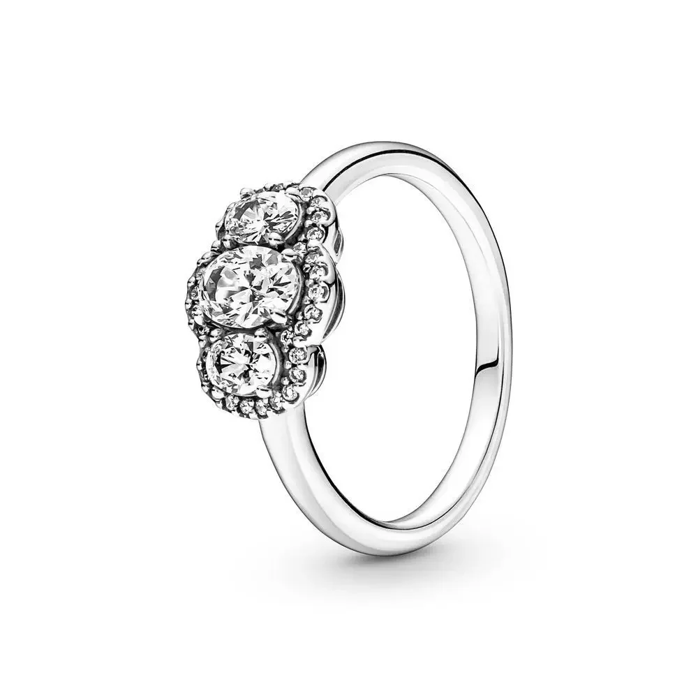 Classic 925% sterling silver original heart-shaped round wide zircon ring fashionable luxurious fine jewelry gift for women
