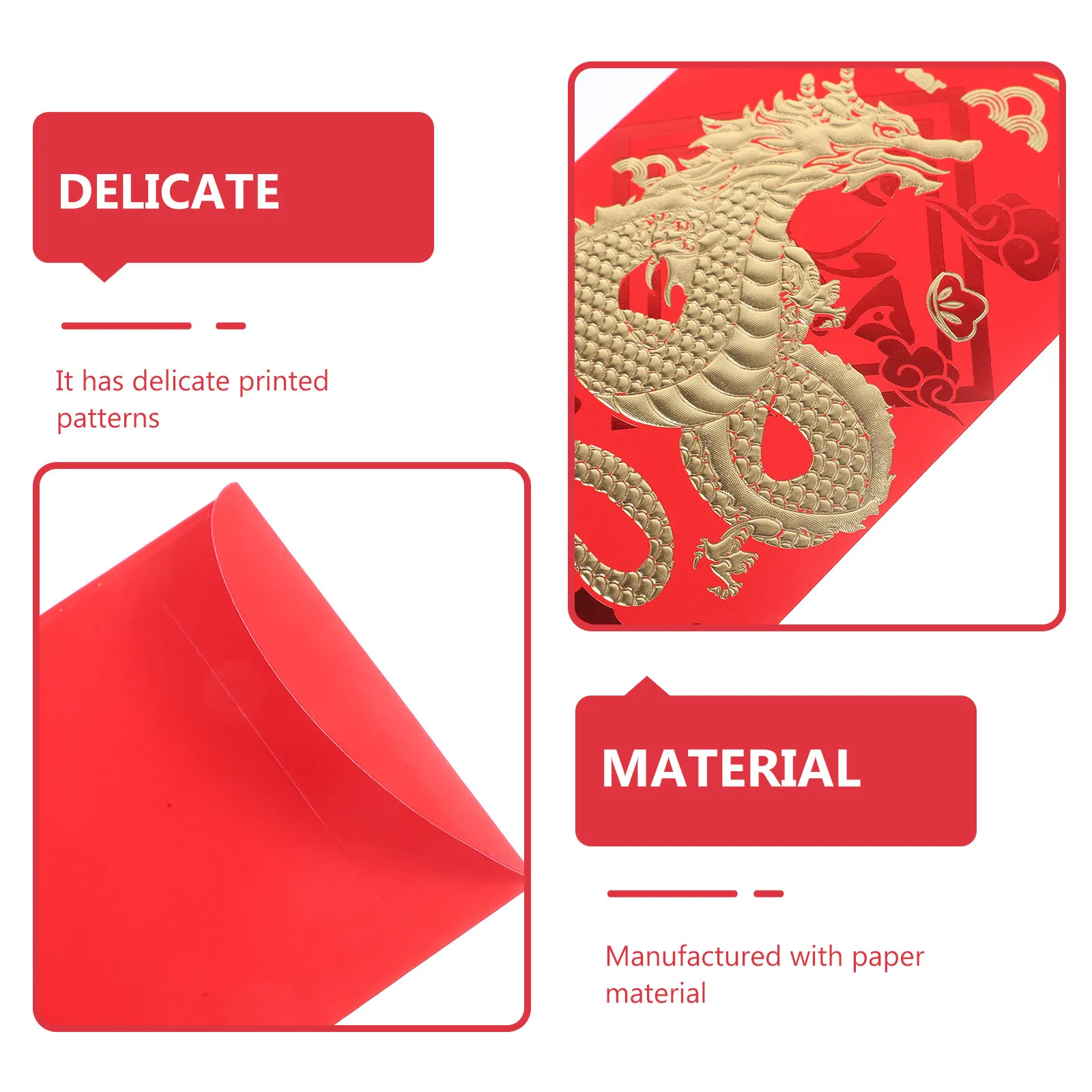 

30Pcs Year of Dragon Red Envelopes Chinese Festival Red Packets for 2024 Spring Festival Lucky Money Envelope Paper Gift