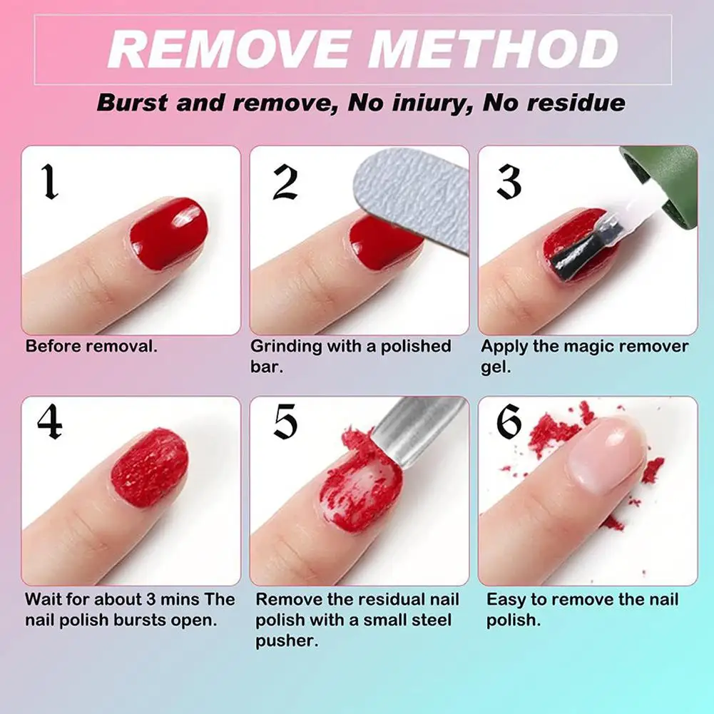 15ml quitaesmalte de uñas en gel Soak-Off 3 minutos elimina rápidamente y fácilmente esmalte de gel profesional no irritante