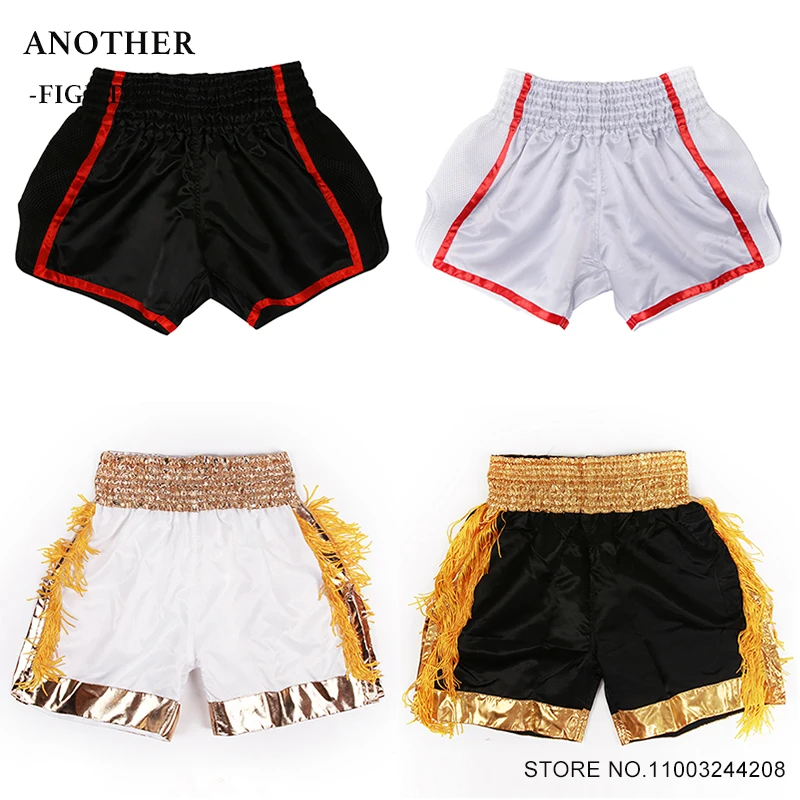 

Boxing Shorts Adults Kids Muay Thai Shorts Satin Plain No Logo Martial Arts Clothes Cage Fighting Kickboxing Shorts Men Women