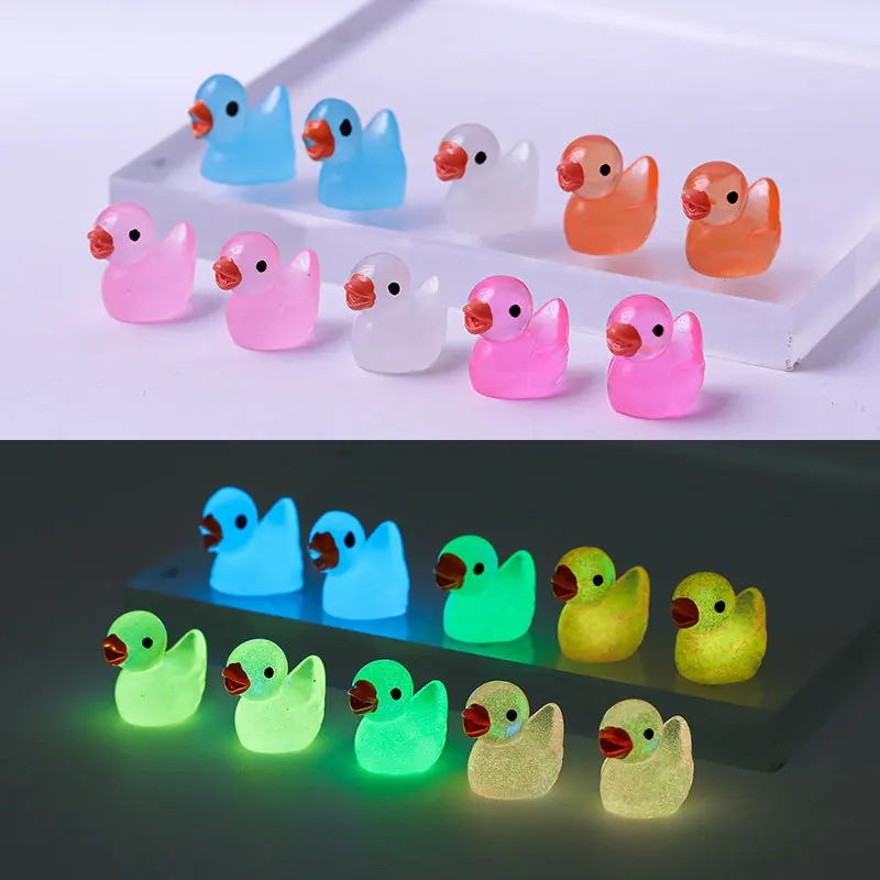 100/50Pcs Yellow Ducks Luminous Duck Ornament Miniature Figures Tiny Duck Micro Fairy Garden Landscape Fairy Garden Home Decor