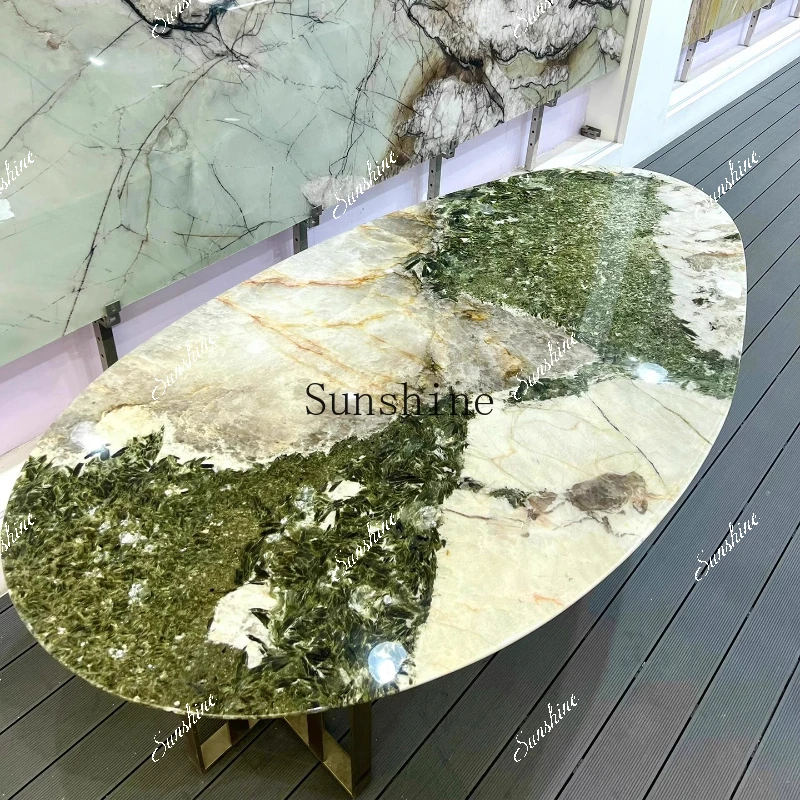 High-end atmospheric Italian light luxury water drop shape marble dining table  FT