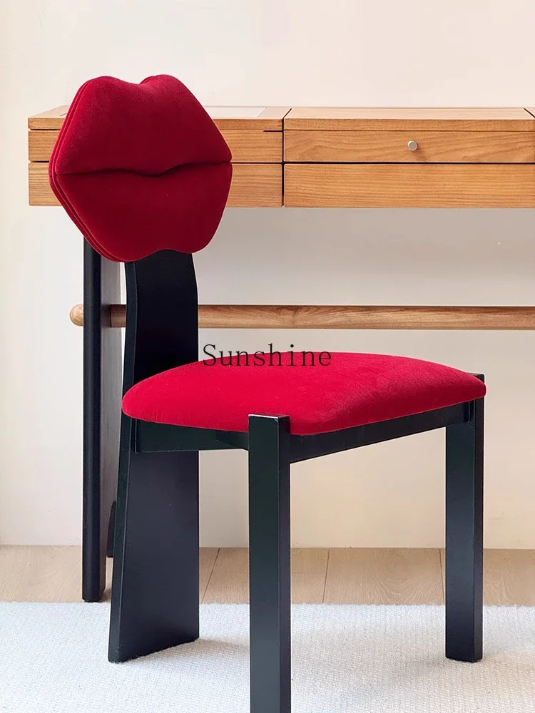 Original red lip makeup chair backrest home design solid wood dining chair Yandi furniture  FT