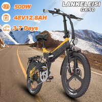 LANKELEISI G650 E-bike 500W Brushless Motor 48V12.8AH Lithium Battery Mountain Electric Bicycle 20 Inch Tire City Electric Bike