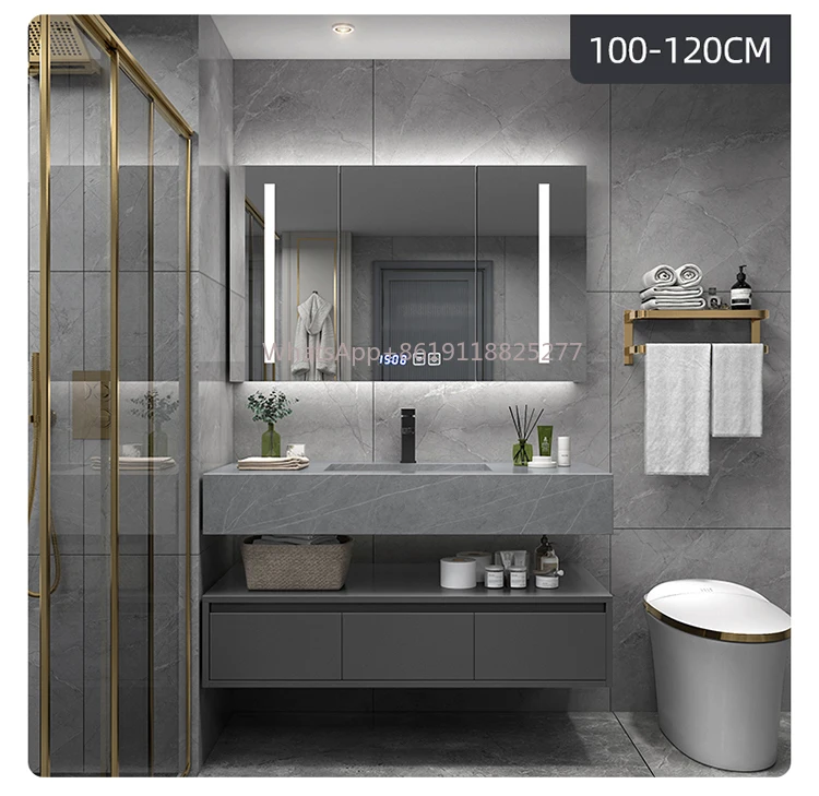 

cabinet bathroom sink basin cabinet combination Rock sheet integrated intelligent mirror cabinet bathroom