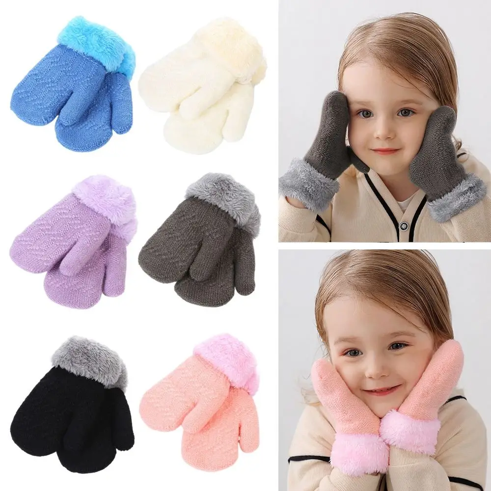 Lovely Plus Velvet Kids Gloves Thick Full Finger Gloves Warm Mittens Winter