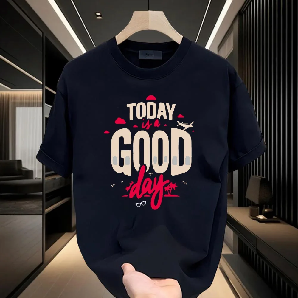 

Summer outdoor travel trend and fashion, casual T-shirt for men, 100% pure cotton, loose and breathable daily wear