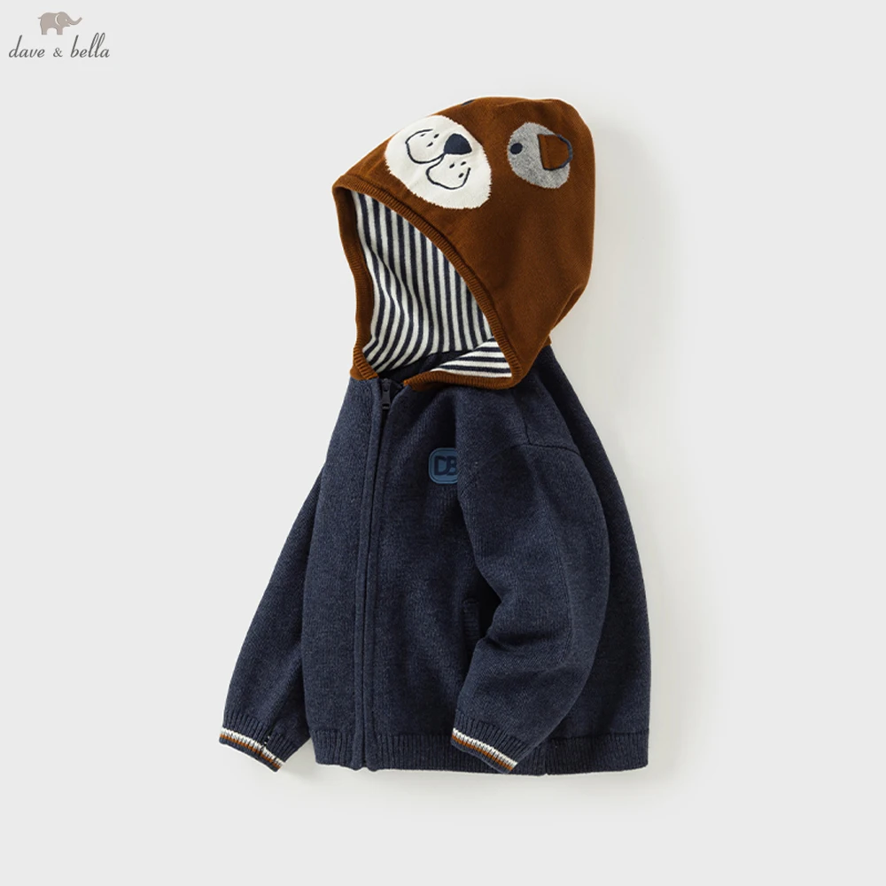 

Dave Bella, осенне-зимний кардиган с капюшоном для мальчиков, детская утепленная теплая верхняя одежда, пальто, детская одежда DB3241954