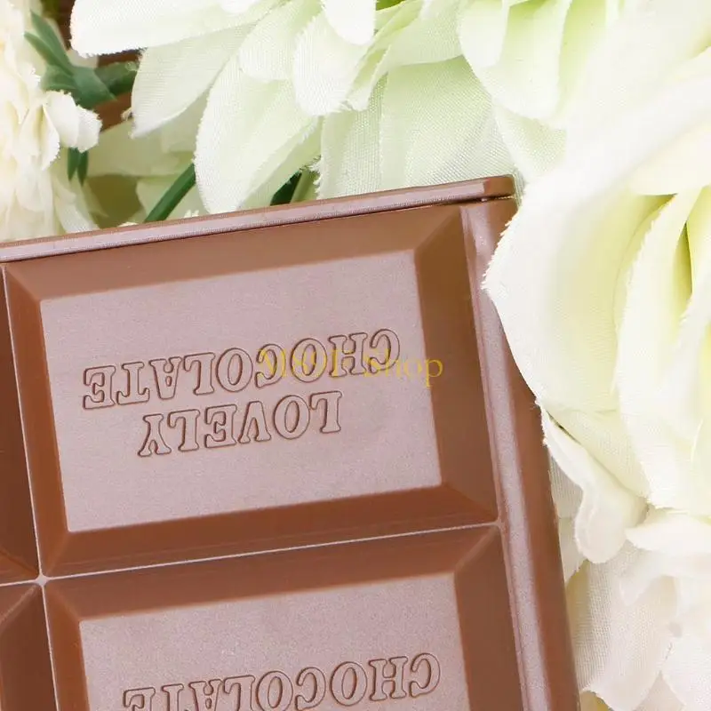 M89F Chocolate Cookie Shaped Square Pocket Mirror Mini Foldable Makeup Mirror