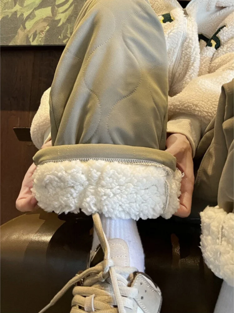 

Мужские зимние утепленные брюки свободного кроя с флисовой подкладкой, прямые, из хлопка, для активного отдыха, морозостойкие, повседневные, модные