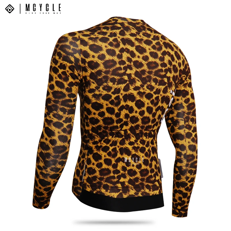 Mcycle Man Cycling Clothing Breathable Elastic Bike Jersey UV Protection Long Sleeves Leopard Print Cycling Jersey Women