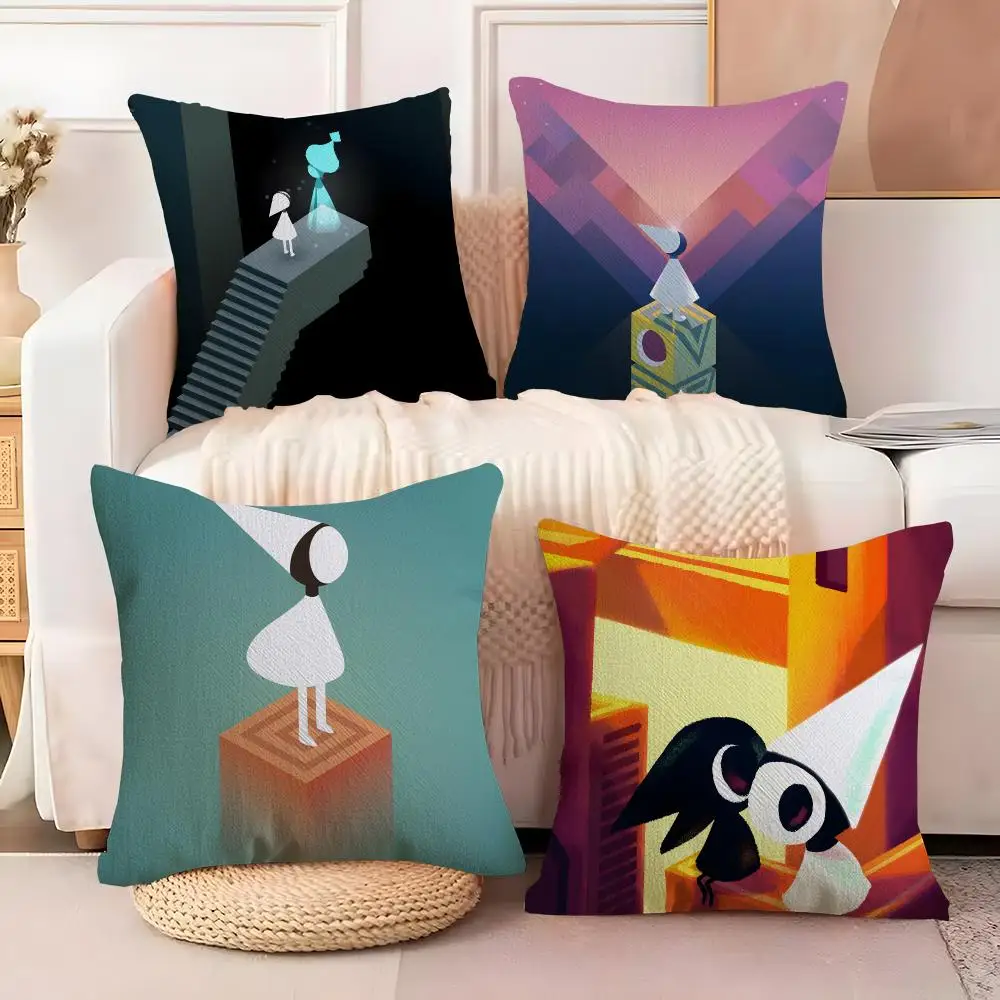 Game Monument Valley Cushion Cover  Plush Fabric Soft Double Sided Print Sofa Cushion Cover Throw Pillow Covers