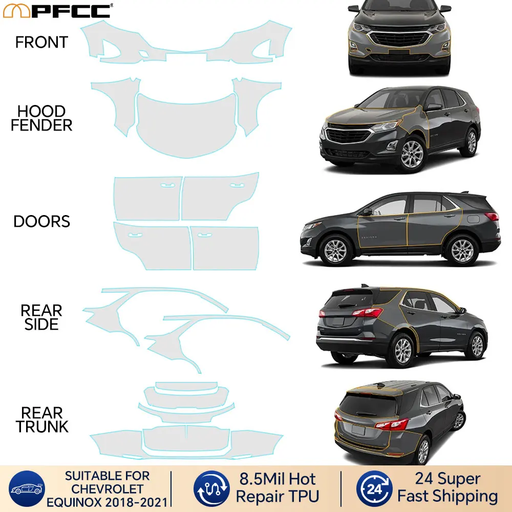 

For Chevrolet Equinox 2018-2021 Pre Cut PPF Clear Car Paint Protection Film Car Decal Wrap Film Kit Transparent Car Repair Film