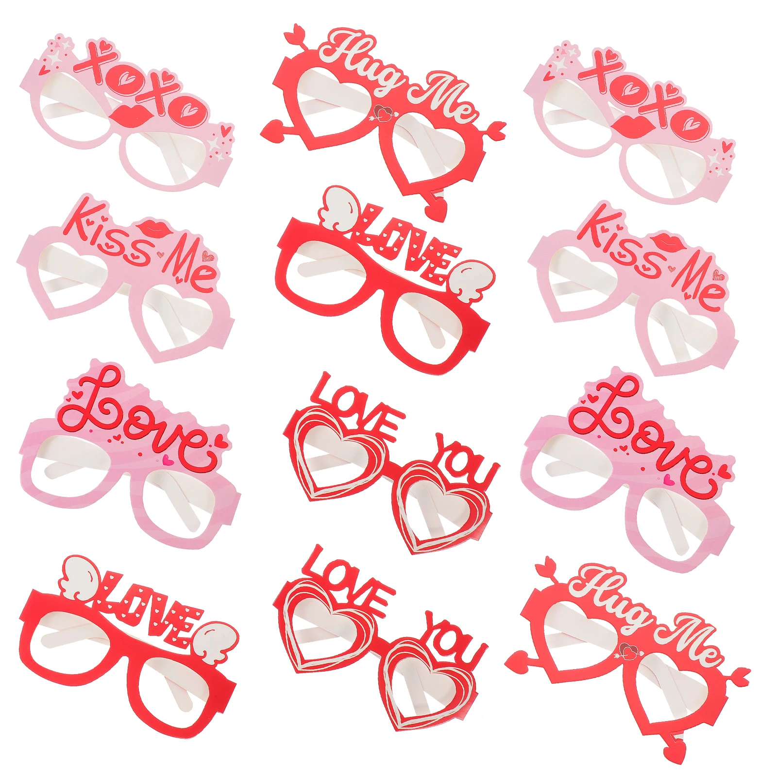 

12Pcs Paper Valentines Day Glasses Heart Eyeglasses Lightweight Bridal Shower Bachelorette Party Photo Booth Party Favor