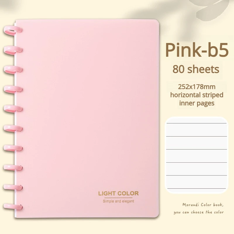 1er-Pack A5/B5 Minimalistisches, tragbares, abnehmbares Notizbuch mit Pilzklammer, ringgebundenes Notizbuch / Arbeit / Lernen / Tagebuch – Detail 7