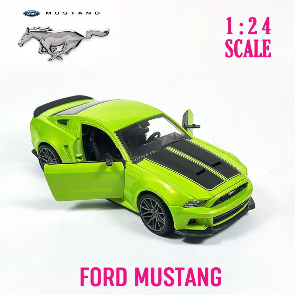 

1/24 Scale Ford Mustang Car Model Replica Diecast Collection Vehicle Interior Decor Ornament Xmas Gift Kid Boy Toy A