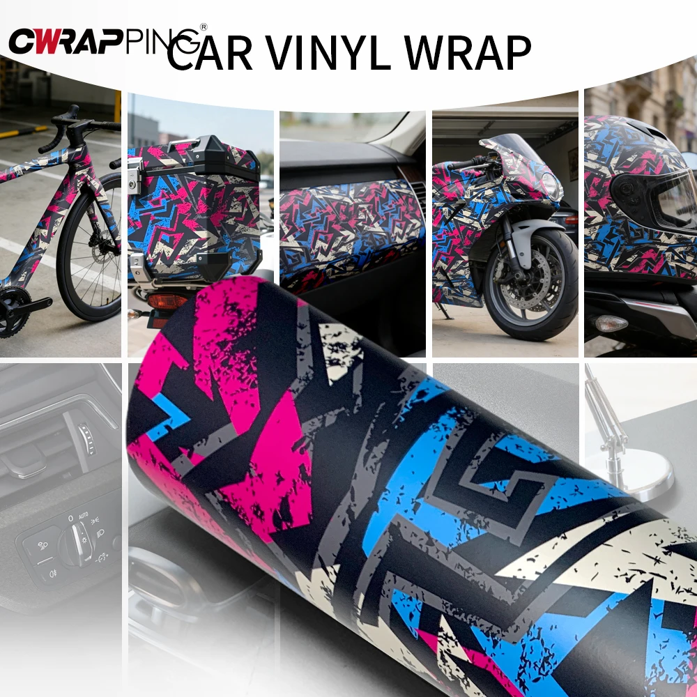 Película Vinílica Automotiva para Envelopamento de Motocicletas e Carros, Adesivos e Gráficos para Decoração de Veículos