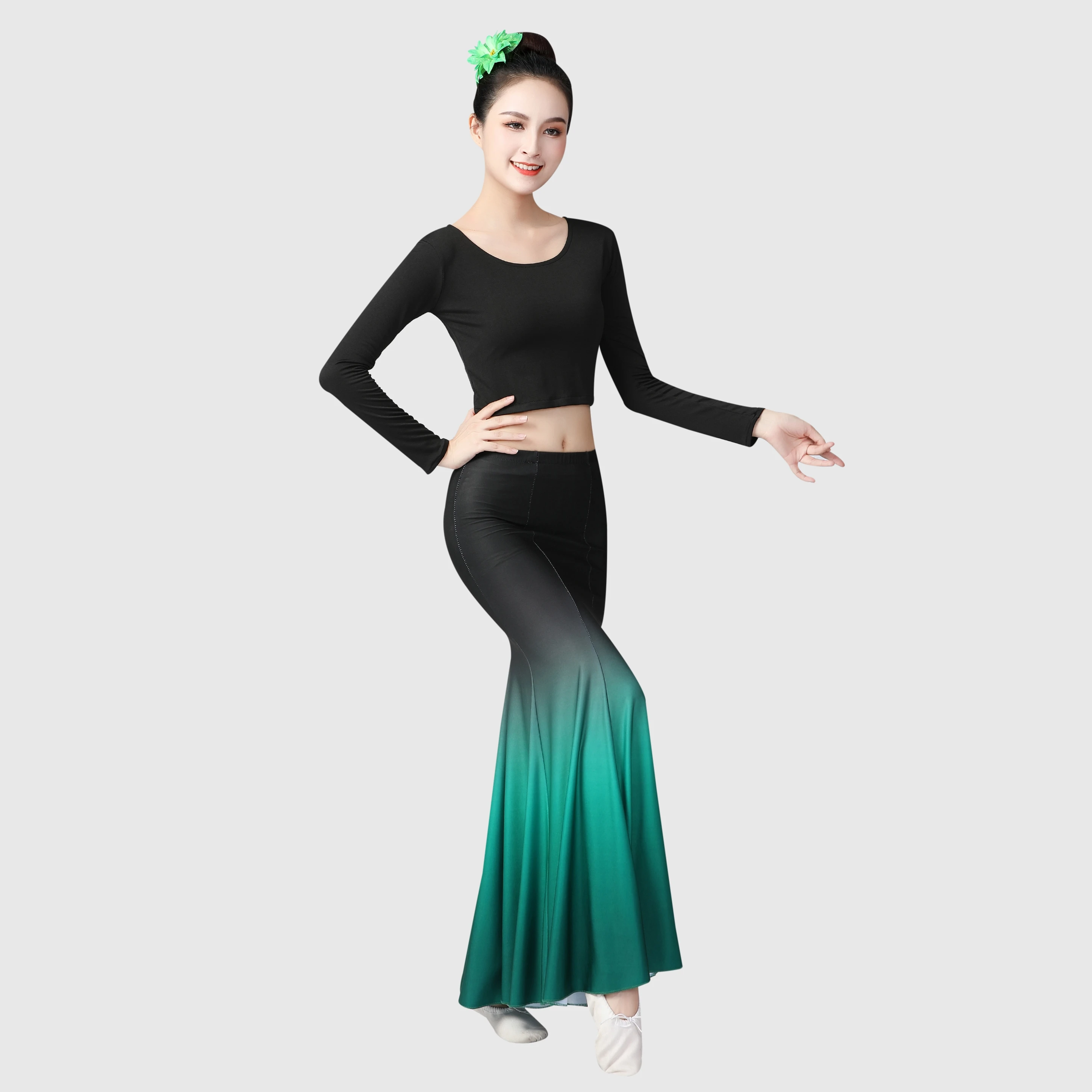 Robe de performance de danse Dai pour dames, robe de performance de test d'art, jupe de danse paon pour fille, jupe gong pratique, vent chinois