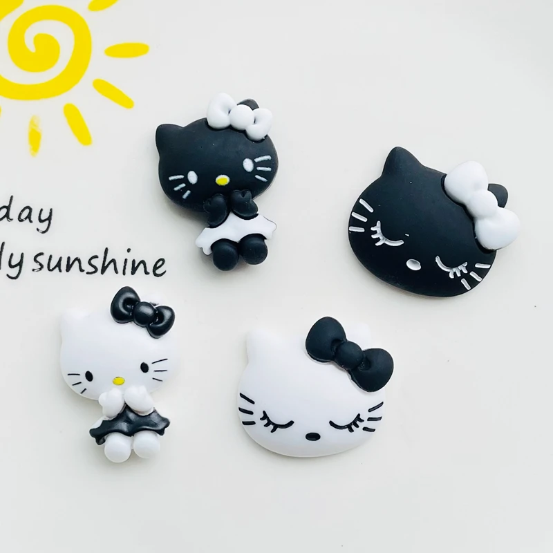 10 Pcs New Mini Kawaii Cartoon Animal Black And White Kitten Resin Scrapbook Diy Jewellery Children Gift Hairpin Accessories A34
