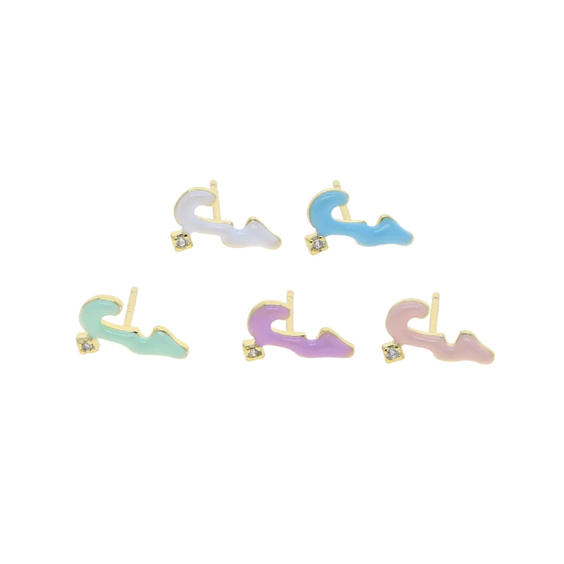 Gold Plated Small Cute Lovely Girl Women Stud Earring Colorful Pastel Enamel Arabic Love Letter Summer Colorful Jewelry