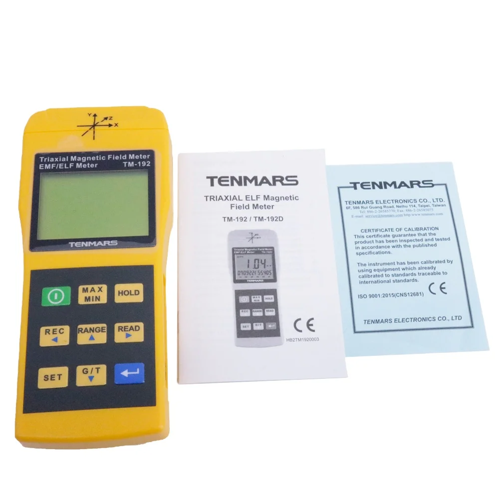 TENMARS TM-192 EMF Meter 2/20/200uT 3-axis Magnetic Field Meter 30Hz-2000Hz Electromagnetic Fields Tester