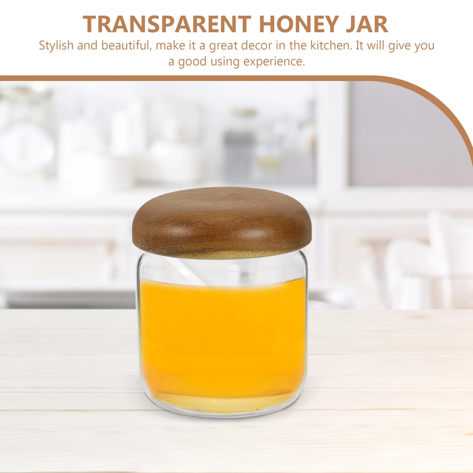 

Airtight Pot 380ml Acacia Wood Lid Transparent Honey Pot Kitchen Food Transparent Honey Container Container