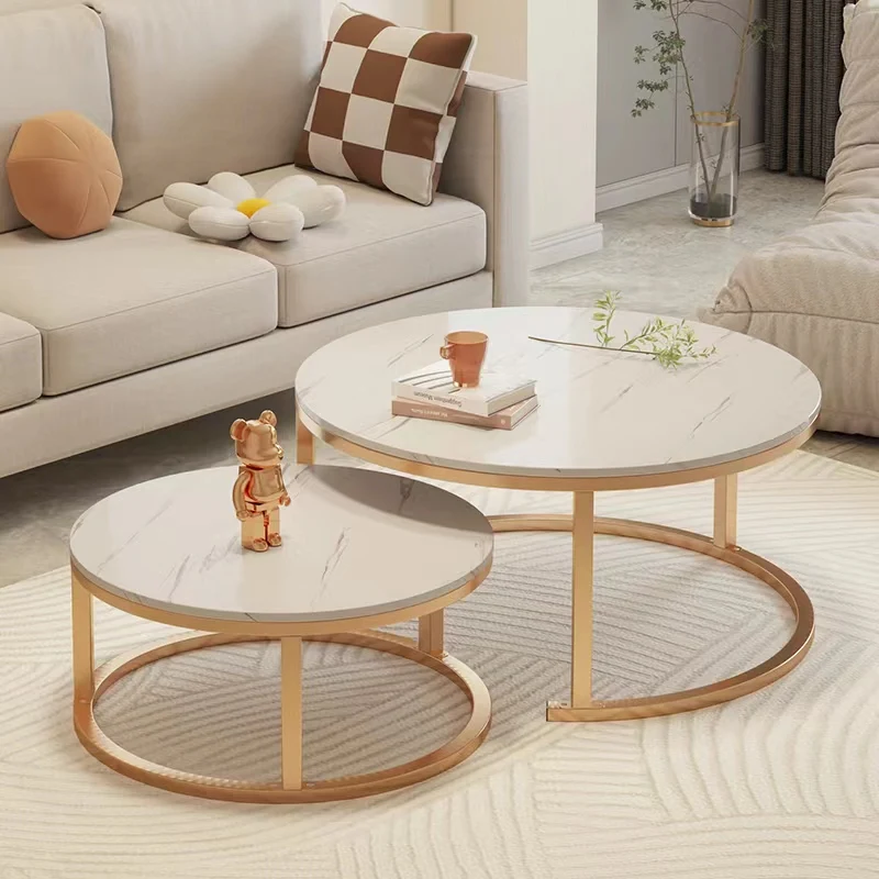 Living Room Coffee Table Set Luxury Metal Legs Sofa Side Coffee Table Aesthetic Round Luong Mobili Per La Casa Korean Furniture