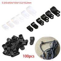 100PCS R-Type Nylon Cable Clamp Plastic P Clips Black Nylon Fasteners Cable Mounting Fix Hardware Electrical Fittings Durable