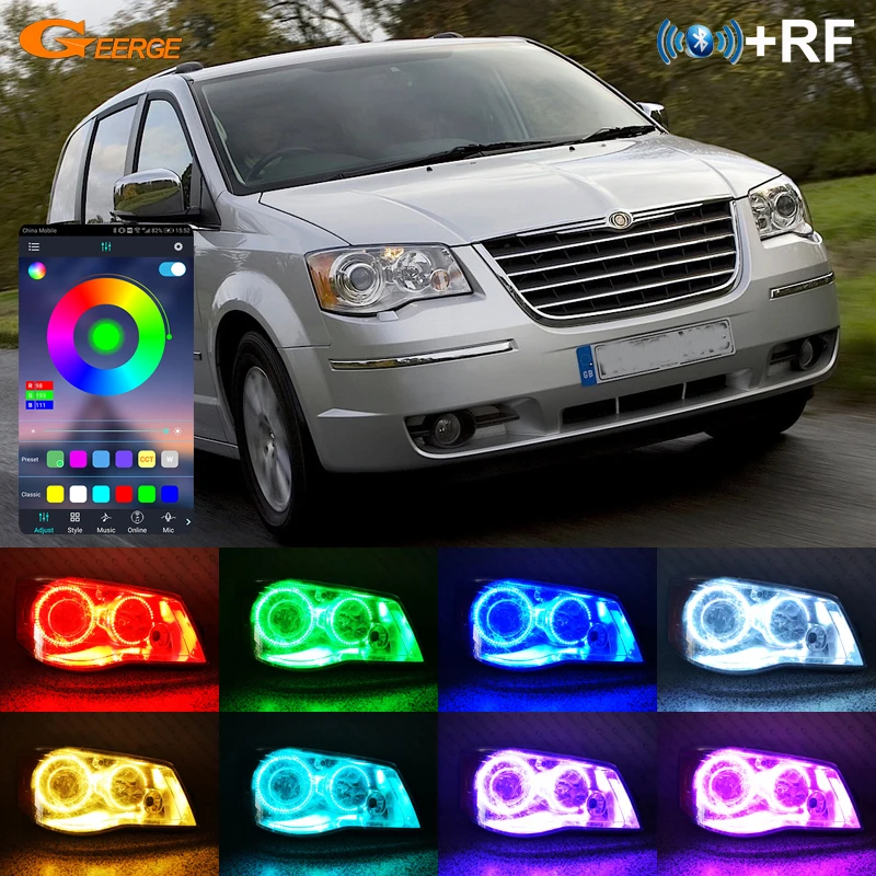 

For Chrysler Grand Voyager V RT 2008 2009 2010 - 2016 Bluetooth App Multi-Color Ultra Bright RGB LED Angel Eyes Kit Halo Rings