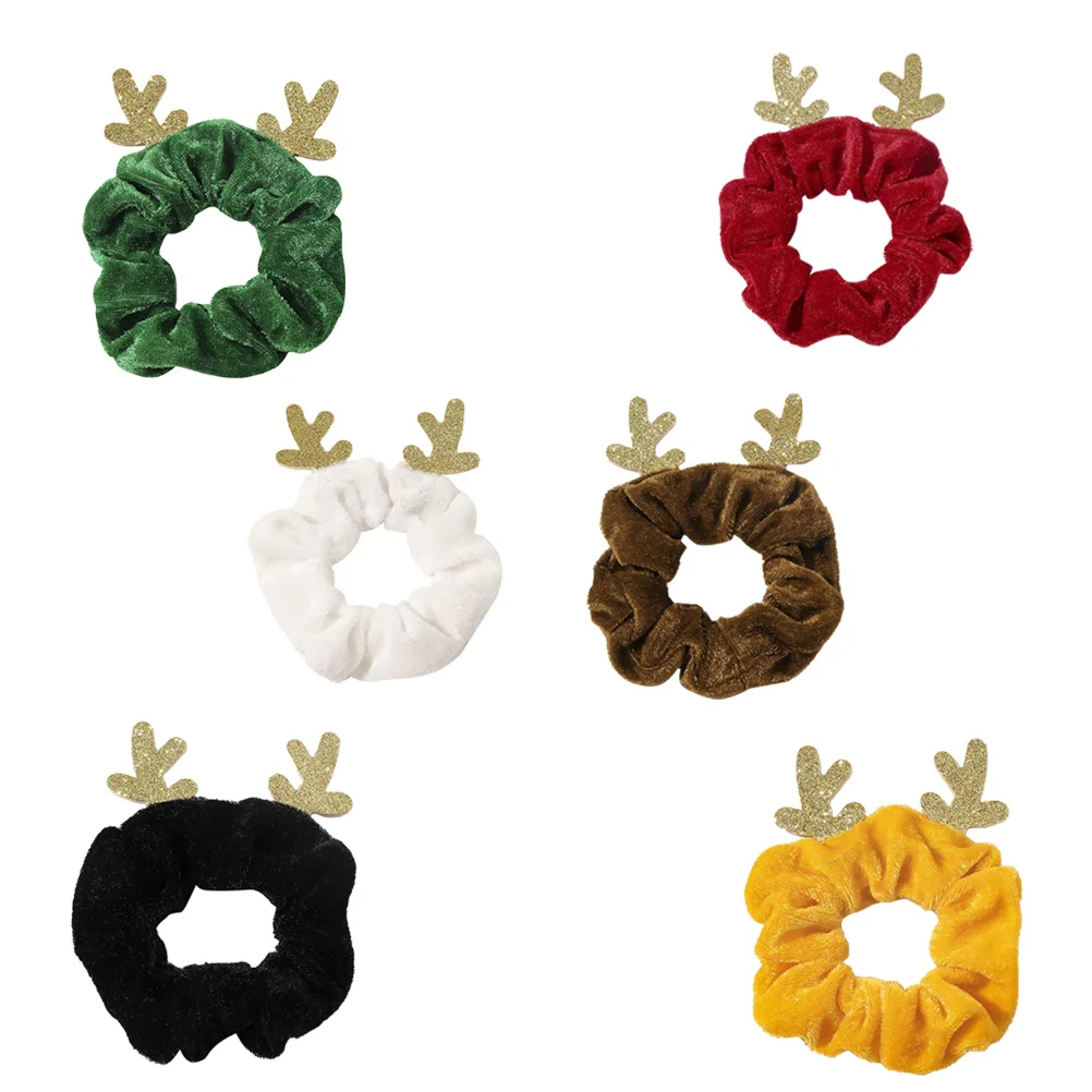 

6pcs Deer Elastic Cloth Ropes For Women Christmas Ties Stretchy Ponytail Holders Stretchy Hair Ropes Hair Accessories