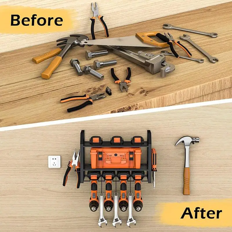 3 Layers Hand Power Tool Organizer Rack Wall Mount Workshop Garage Mobile Tool Shelf Heavy Duty Electric Drill Tool Holder