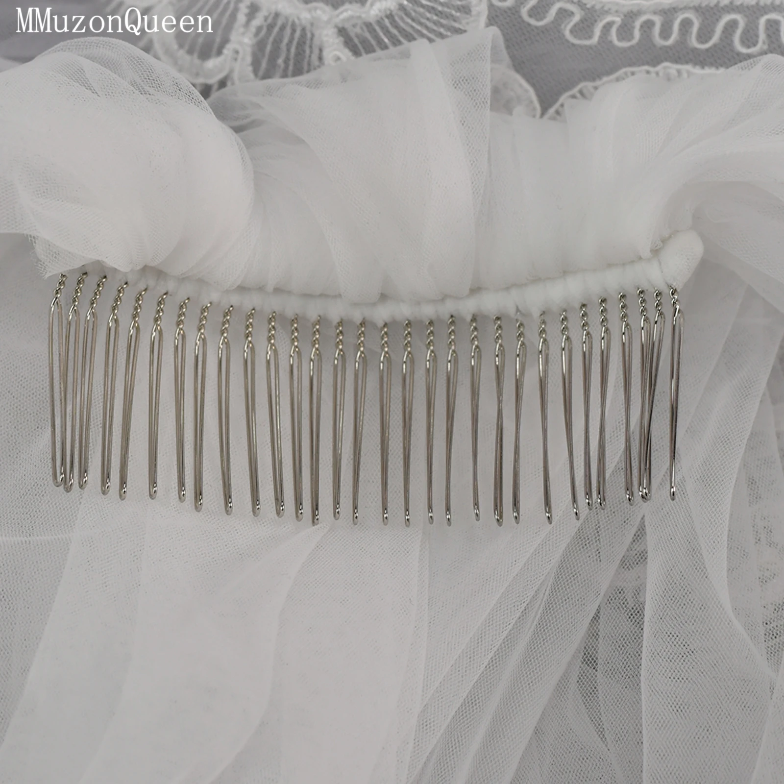 TOPQUEEN Velo De Novia حجاب الزفاف كاتدرائية الدانتيل طرحة زفاف مع مشط أماندا Novias اكسسوارات الزفاف للتخصيص V73