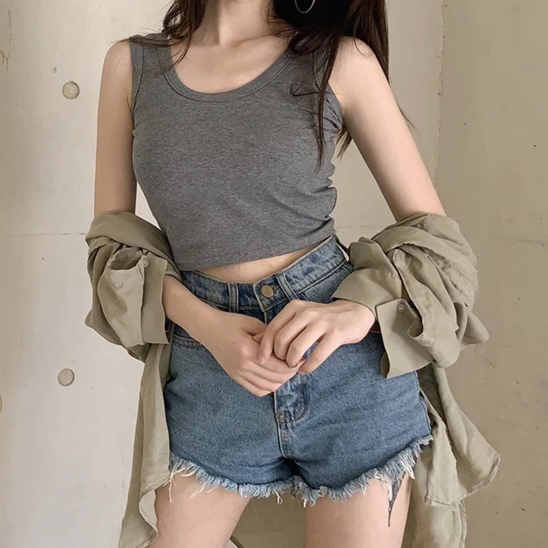 여름 한국 스타일 현아 베스트 아우터웨어 블라 섹시한 탑 여성용 슬림 베이스 레이어 오피스 출퇴근용